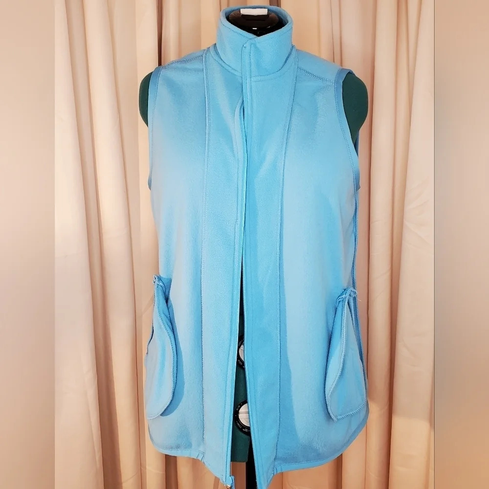 0118. NWOTs ~ Woman Within ~ Sky Blue ~ Fleece Vest w/ Pockets - Picture 6 of 11